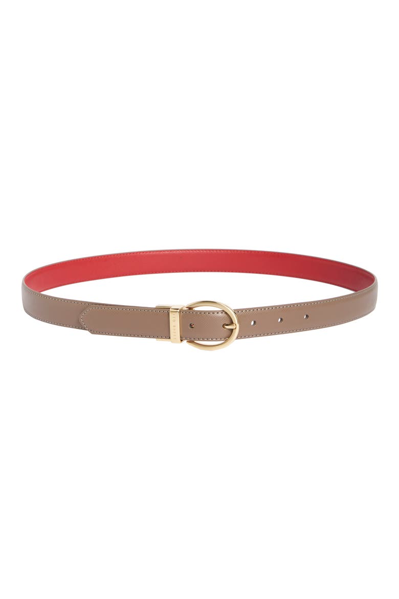 Reversible Leather Belt, Main, color, CAMEL/ RED