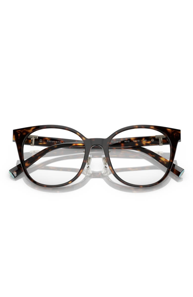 Tiffany & Co. Phantos 53mm Round Optical Glasses, Alternate, color, Havana
