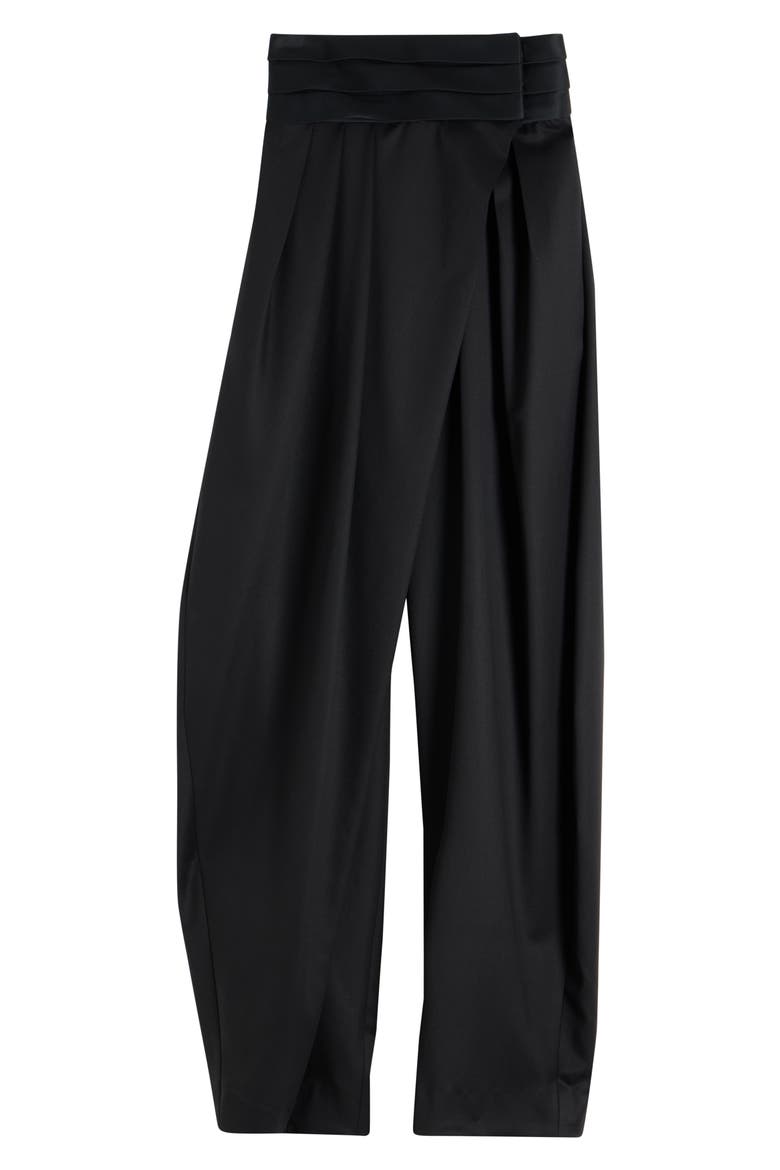 Tux High Waist Stretch Wool Barrel Leg Pants, Alternate, color, NOIR ALAIA