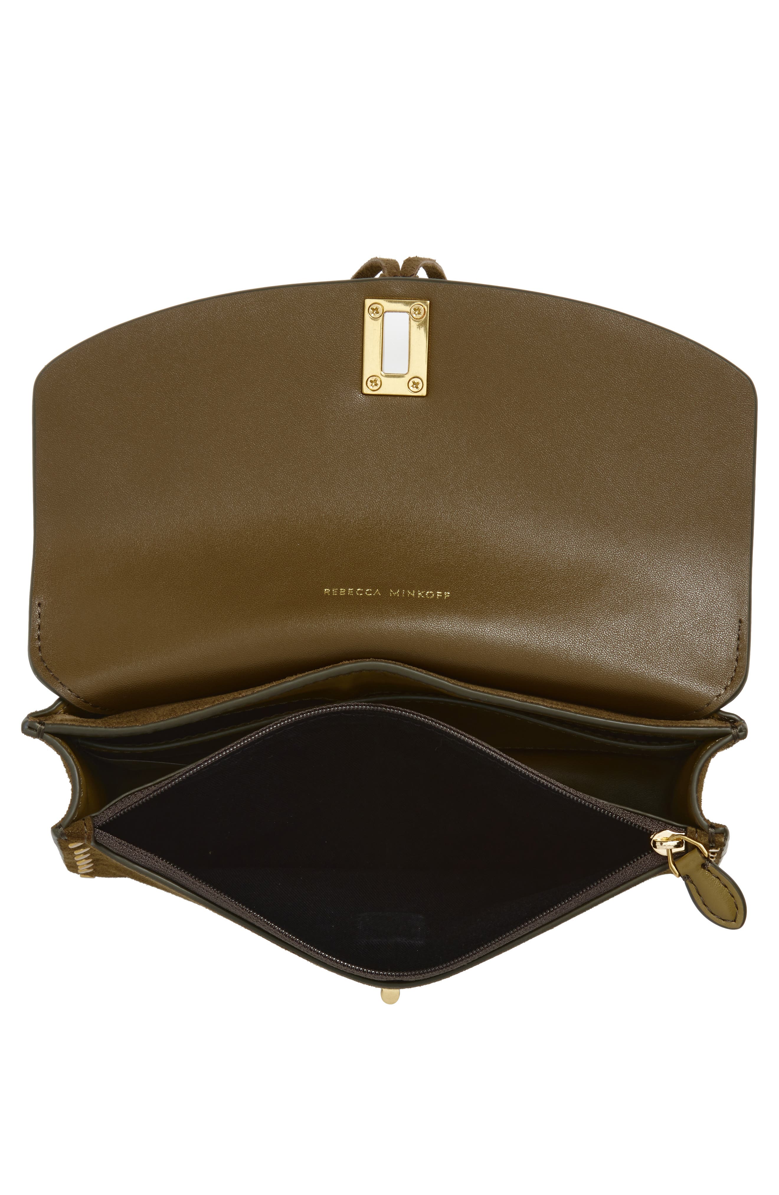 Rebecca Minkoff Darren Suede Crossbody Bag, Alternate, color, Jungle