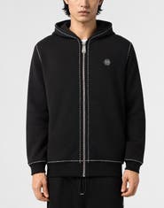 PHILIPP PLEIN Zip Hoodie Stitching Logo Men