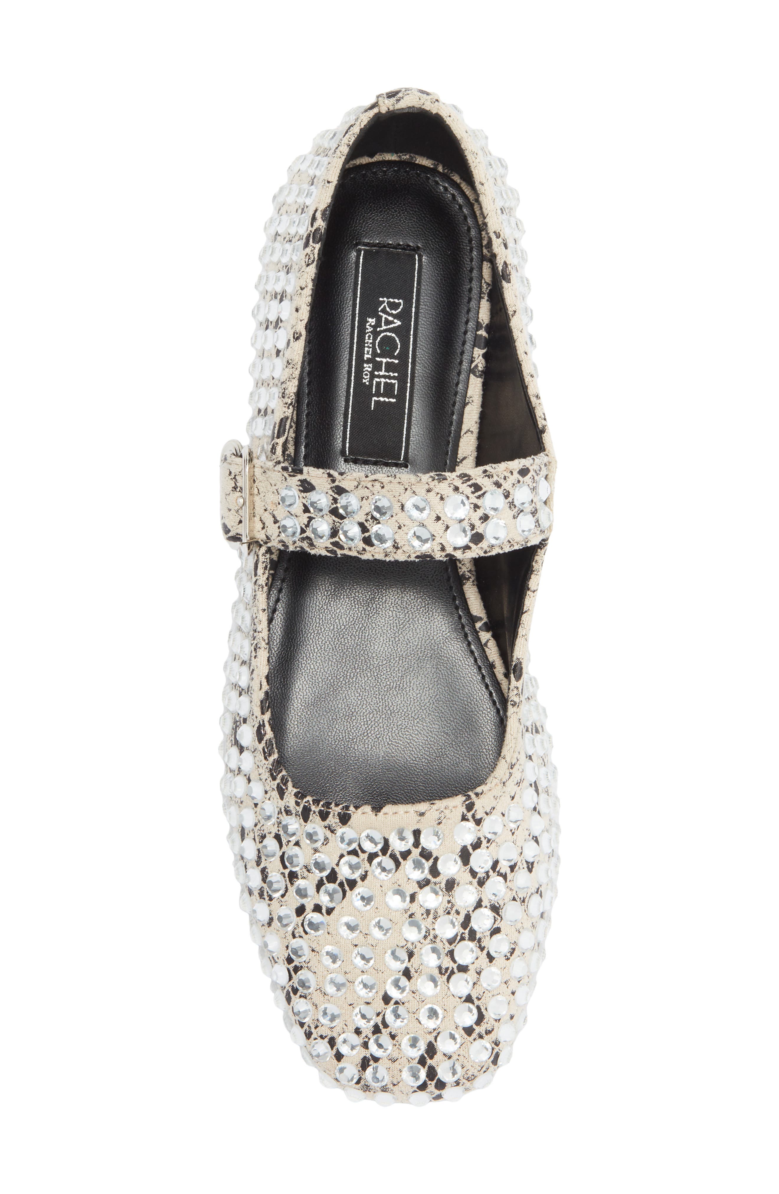 RACHEL Rachel Roy Crystal Embellished Mary Jane Flat, Alternate, color, Beige