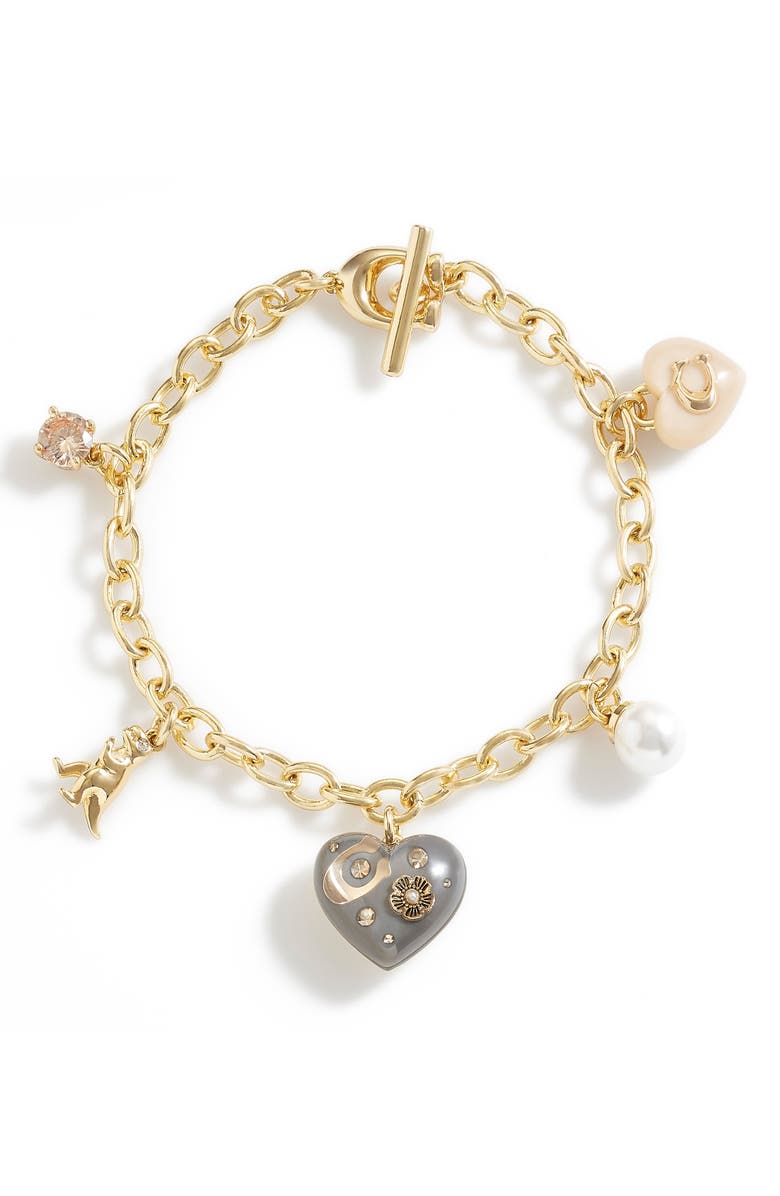 COACH Heart Charm Bracelet, Main, color,