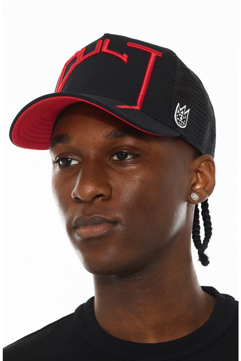 Logo Mesh Back Trucker Hat, Alternate, color, BLACK