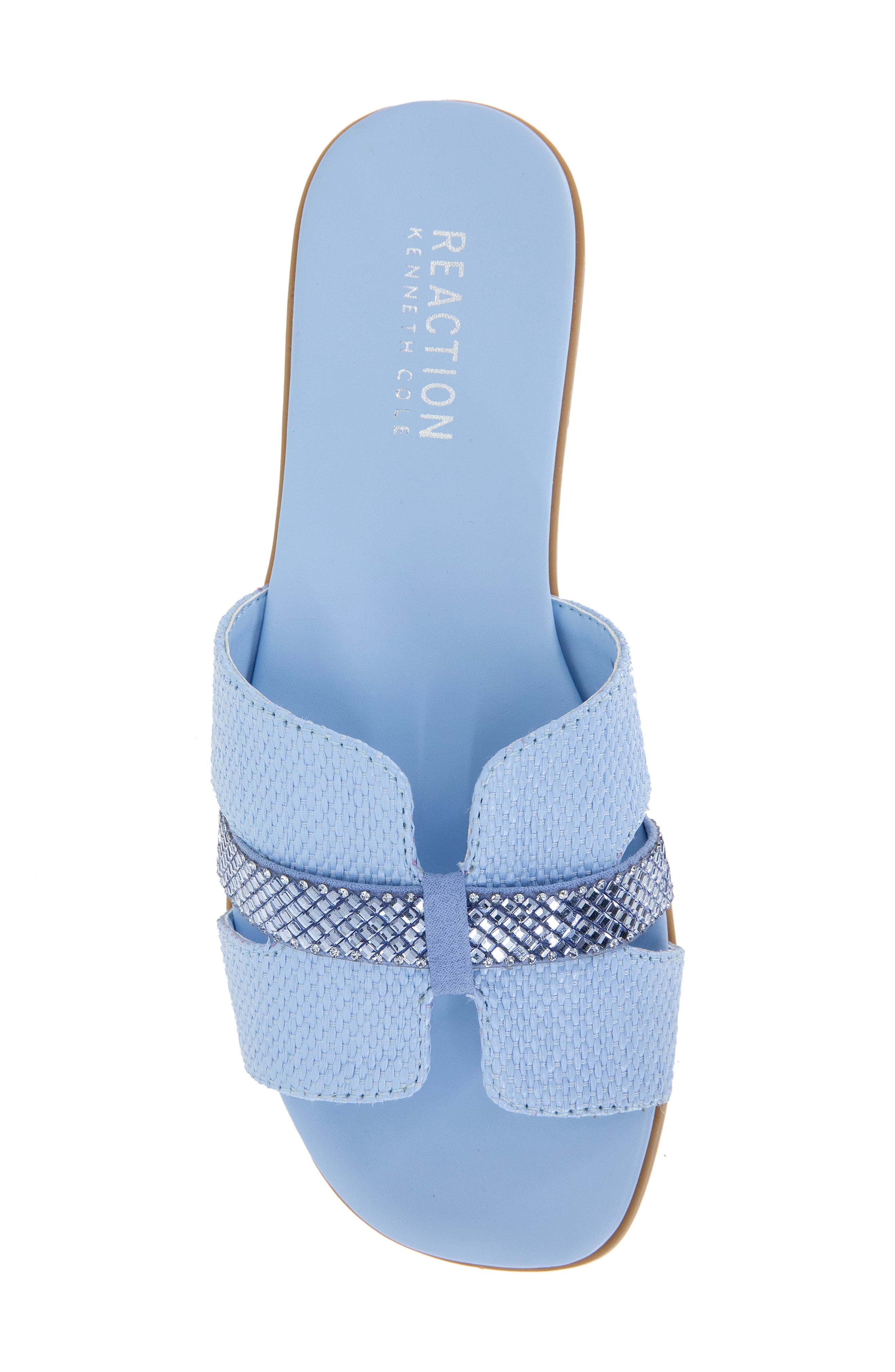 Kenneth Cole Reaction Whisp Rhinestone Slide Sandal, Alternate, color, Sky Blue Weave