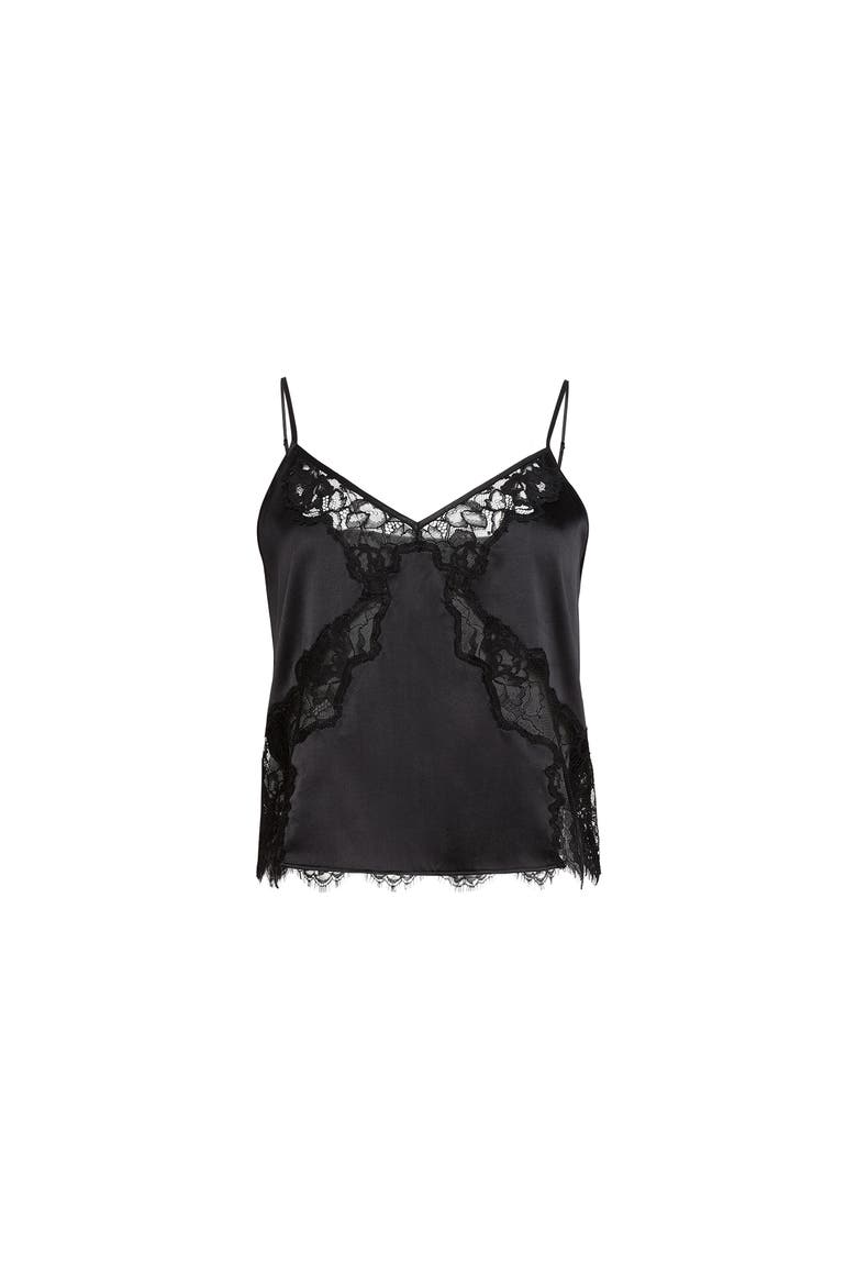 Juliet Lace Silk Cami, Alternate, color, Black