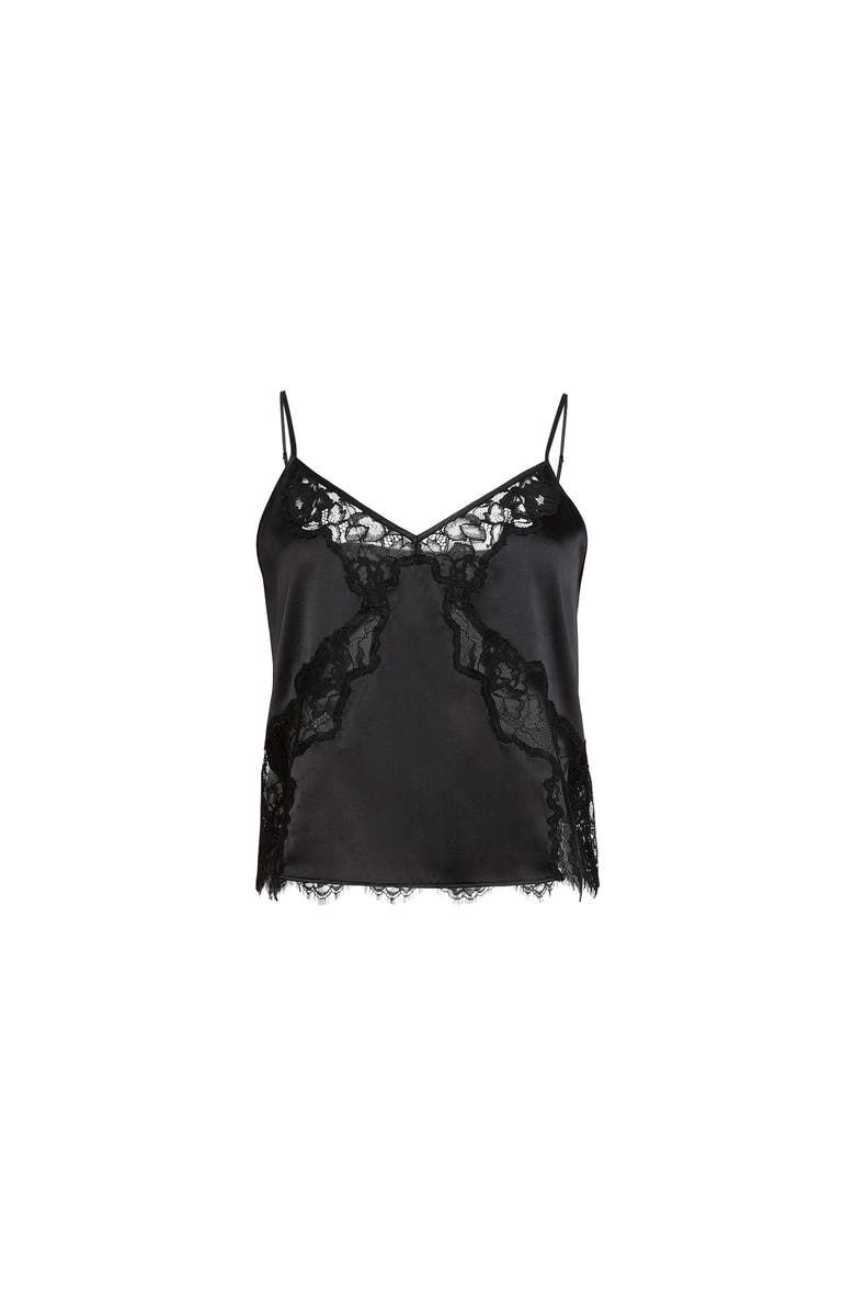 Fleur Du Mal Juliet Lace Silk Cami, Alternate, color, Black