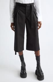 Sacai Weather Coated Cotton Twill Cargo Wide Leg Crop Pants