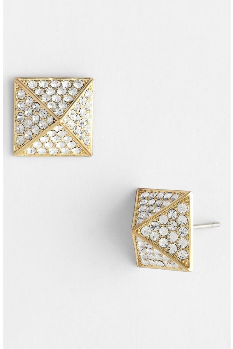 Stud Earrings, Alternate, color, GOLD/ CLEAR CRYSTAL