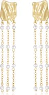 Ettika Faux Pearl Triple Chain Drop Earrings