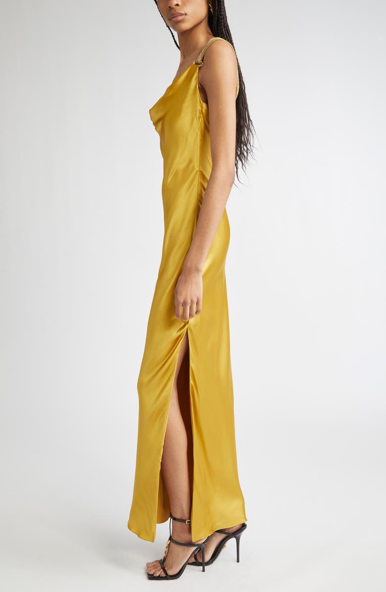 Versace Safety Pin Silk Satin Gown, Alternate, color,