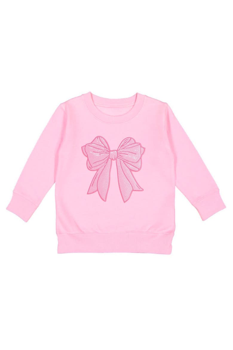 Pink Bow Sequin Patch Sweatshirt, Main, color, Pink