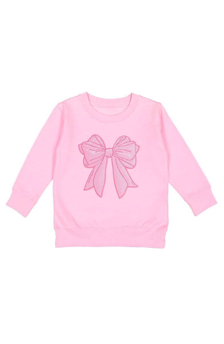 Sweet Wink Pink Bow Sequin Patch Sweatshirt, Main, color, Pink