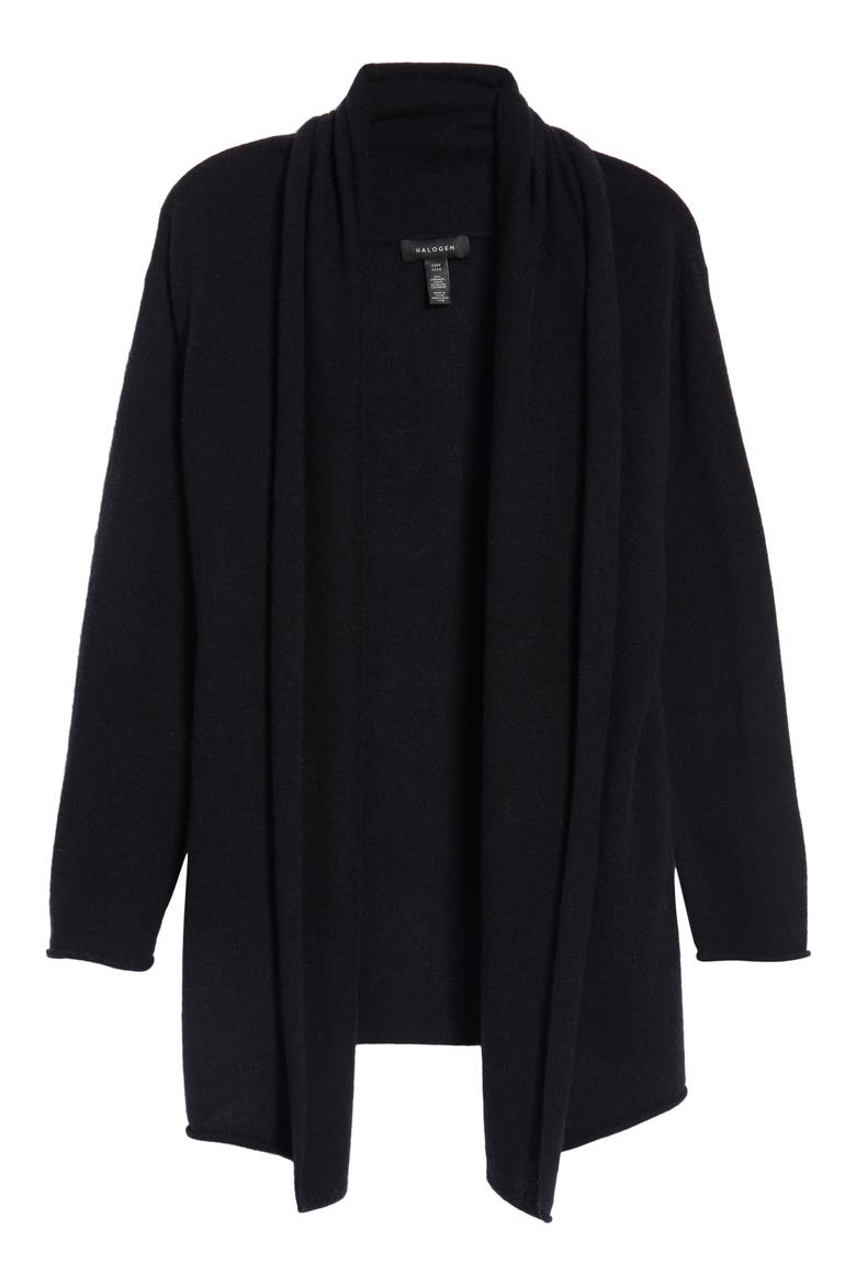 Shawl Collar Cashmere Cardigan, Alternate, color, BLACK