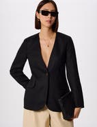 Whistles Collarless Linen Blazer