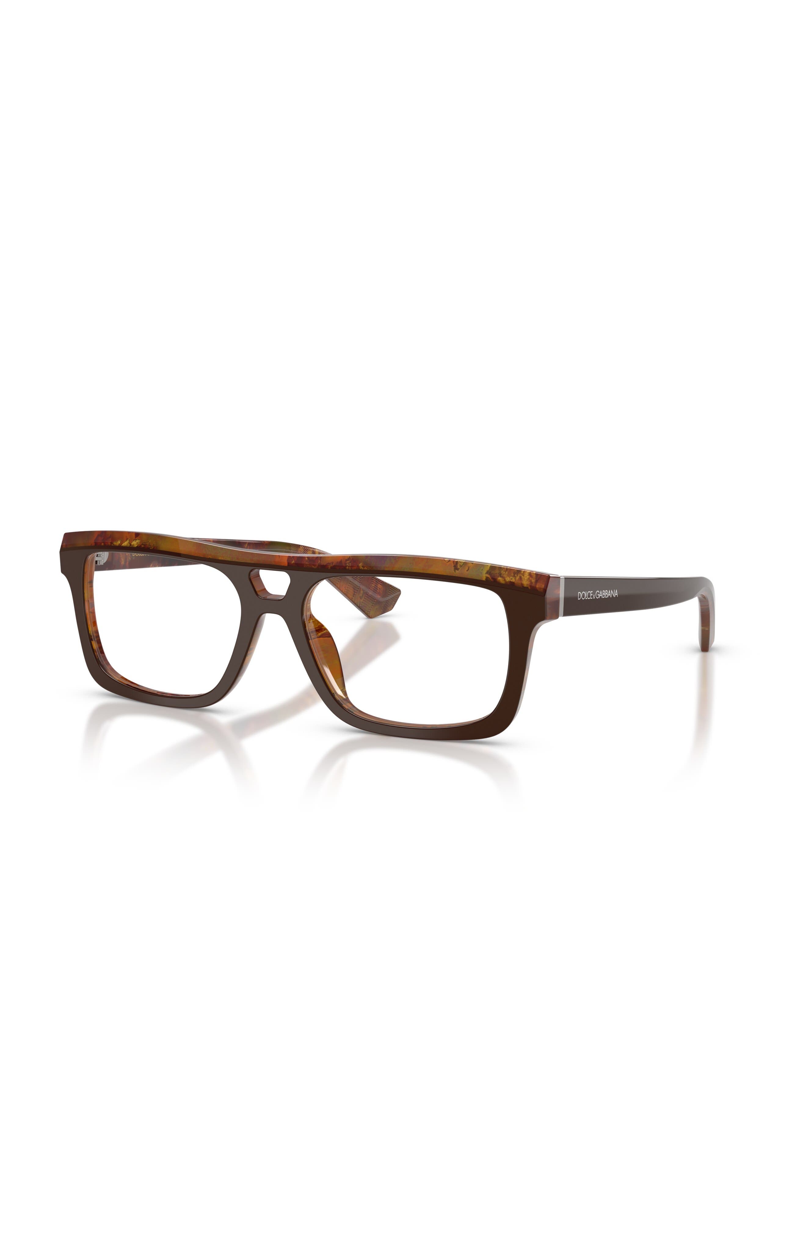 Dolce & Gabbana Dolce&gabbana 56mm Rectangle Optical Glasses In Brown