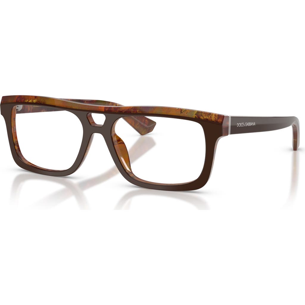 Dolce & Gabbana Dolce&gabbana 56mm Rectangle Optical Glasses In Brown