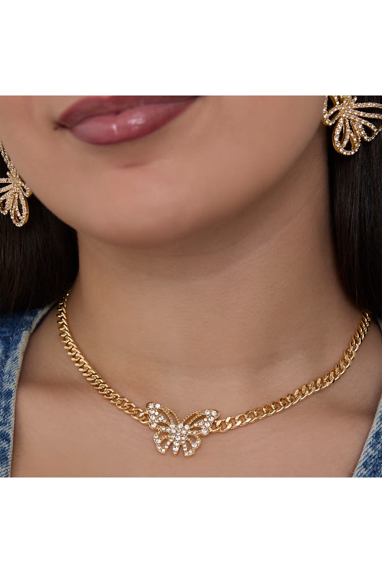 Butterfly Pendant Chain Necklace, Alternate, color, Gold