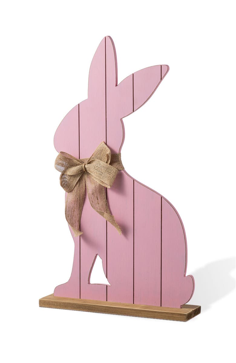 Glitzhome Easter Wooden Pink Bunny Porch Decor, Main, color, Pink