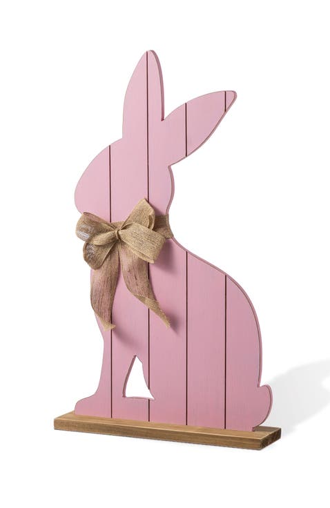 Easter Wooden Pink Bunny Porch Decor