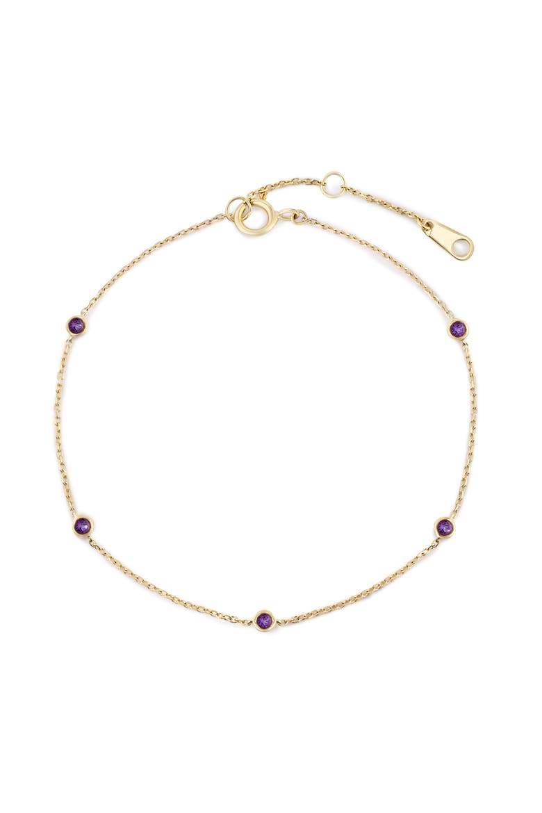 Solid Yellow Gold Birthstone Bracelet, Main, color, Amethyst