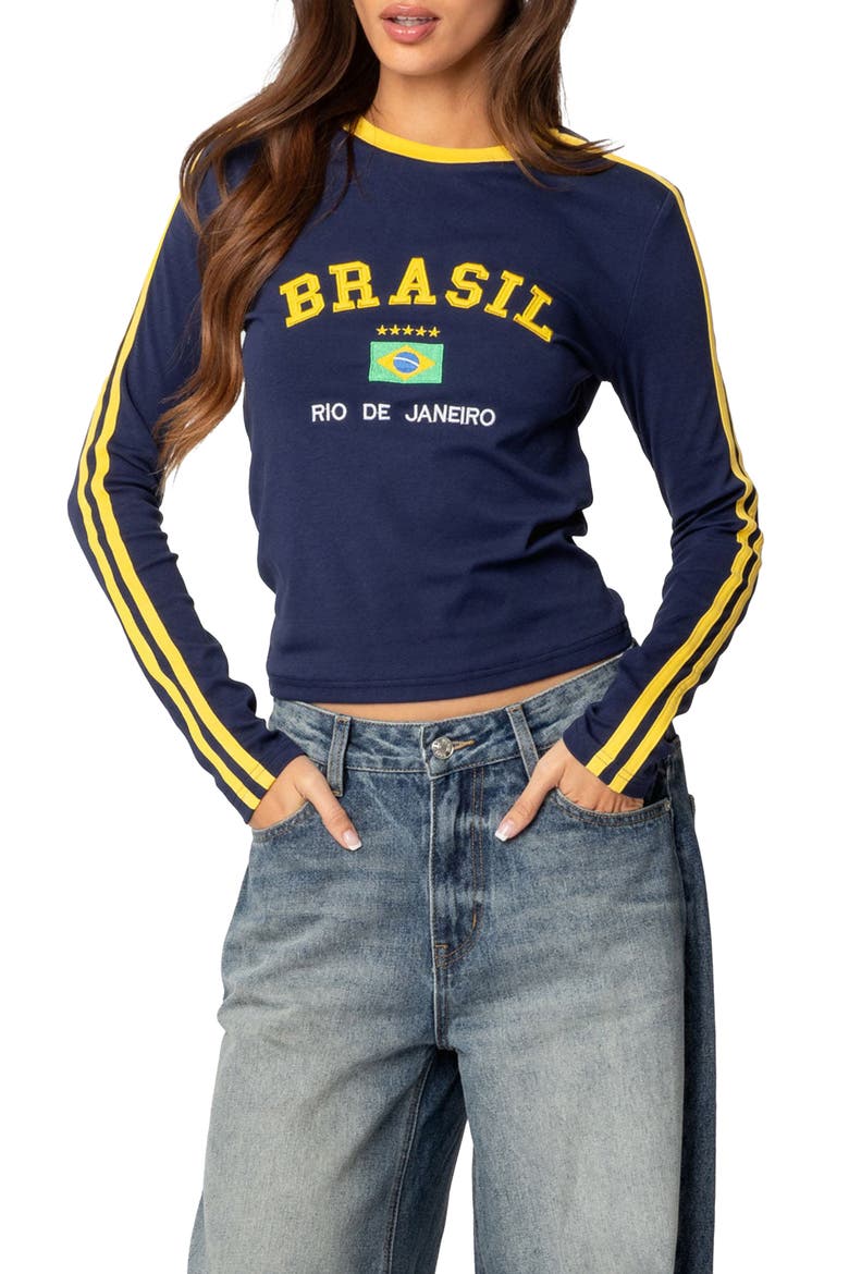 Brasil Long Sleeve T-Shirt, Main, color, NAVY