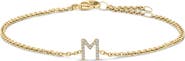 Haus of Brilliance 10K Gold Diamond Accent "A-Z" Initial Charm and Link Bracelet