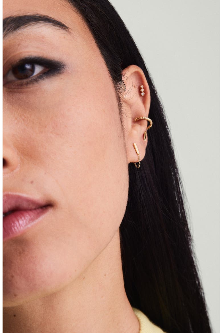 Single Bar Chain Stud, Alternate, color, Yellow Gold
