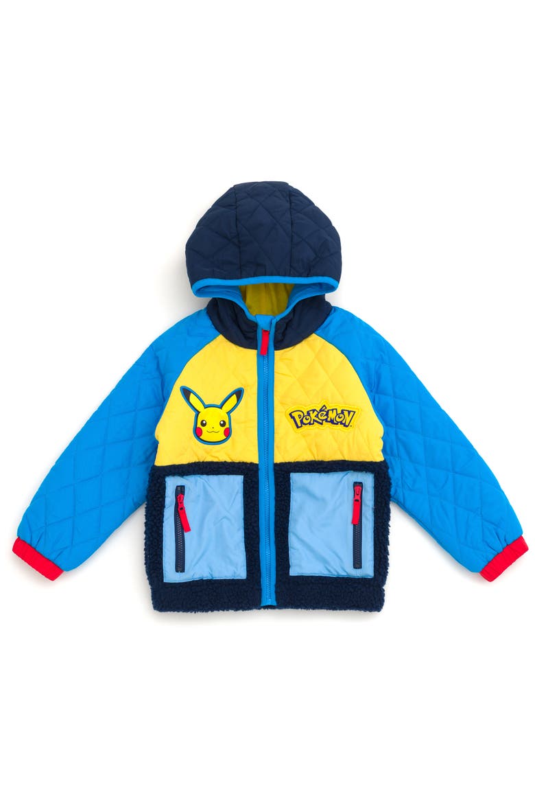 Pikachu Hooded Zip-Up Jacket, Main, color, Navy Yellow Pikachu