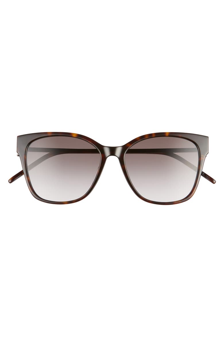 56mm Rectangular Sunglasses, Main, color, SHINY DARK HAVANA/ GREY GRAD