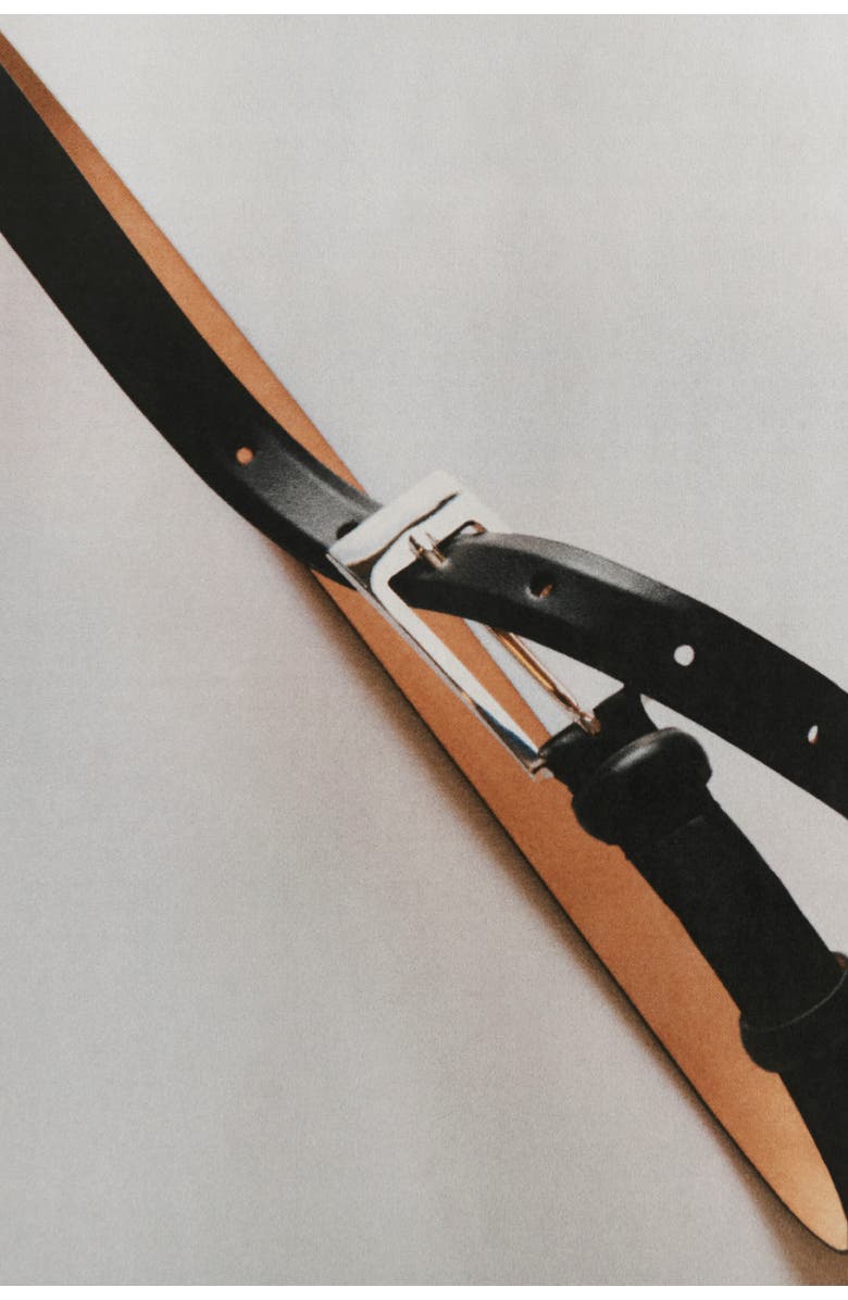 COS Elongated-buckle Leather Belt, Alternate, color, Black