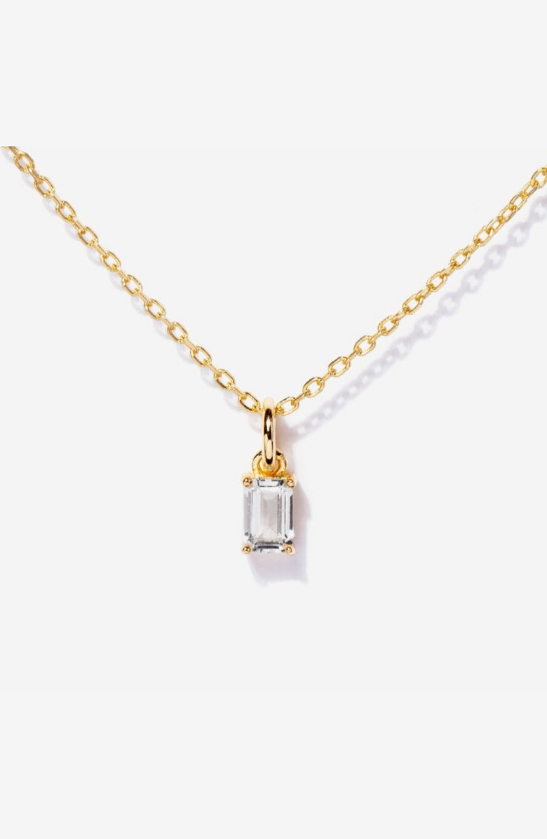 Little Sky Stone Birthstone Necklace, Main, color, Moissanite / April