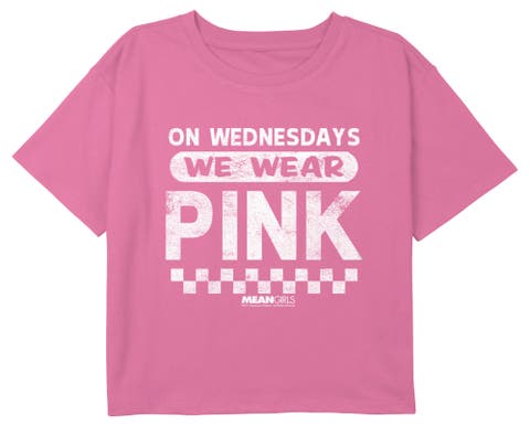 Girl's Mean Girls On Wednesdays We Wear Pink Checkered  Graphic T-Shirt