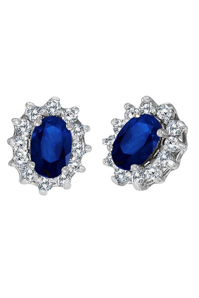 Oval  Accented Earrings 14k, Alternate, color, blue sapphire