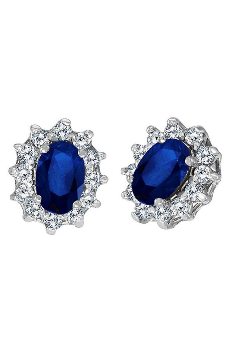 ALLUREZ Oval  Accented Earrings 14k, Alternate, color, Blue Sapphire