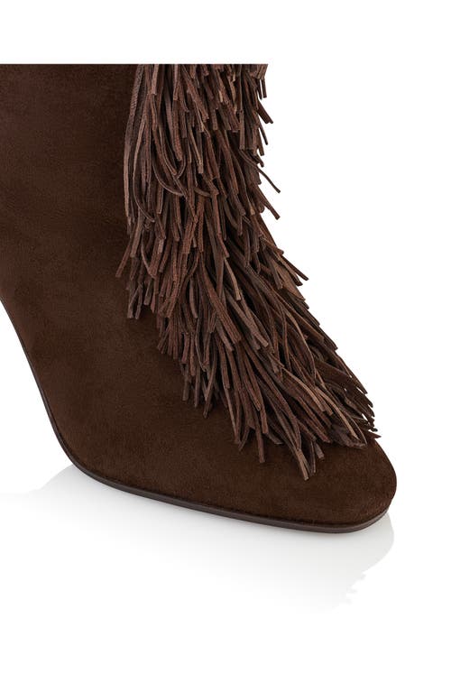 Aquazzura Gytane Fringe Front Knee High Boot In Brown