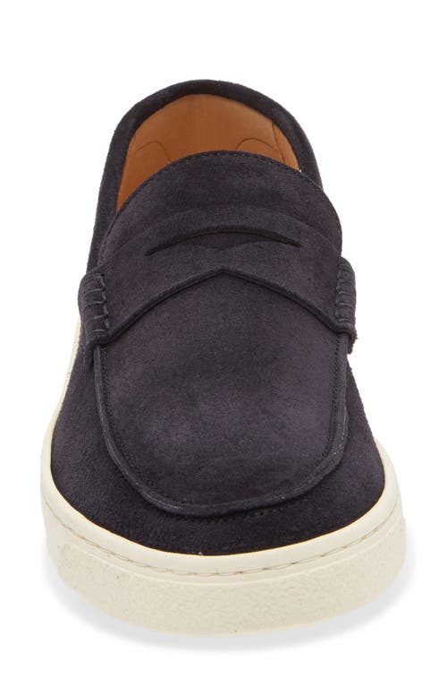 Brunello Cucinelli Suede Moccasin-style Sneakers With Diamond Cut Mask In C8144 Dark Blue