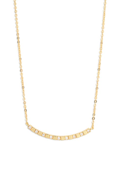 Round Cut CZ Curved Bar Necklace
