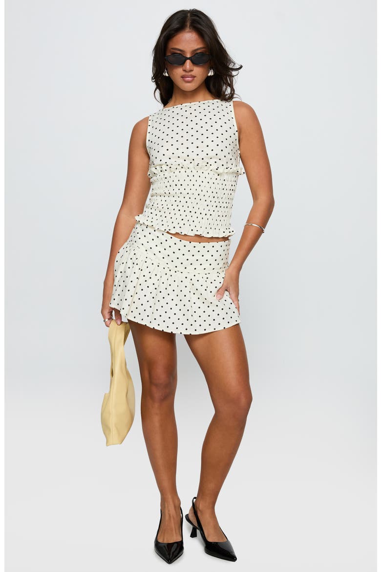 Tovie Linen Blend Skort, Alternate, color, CREAM POLKA