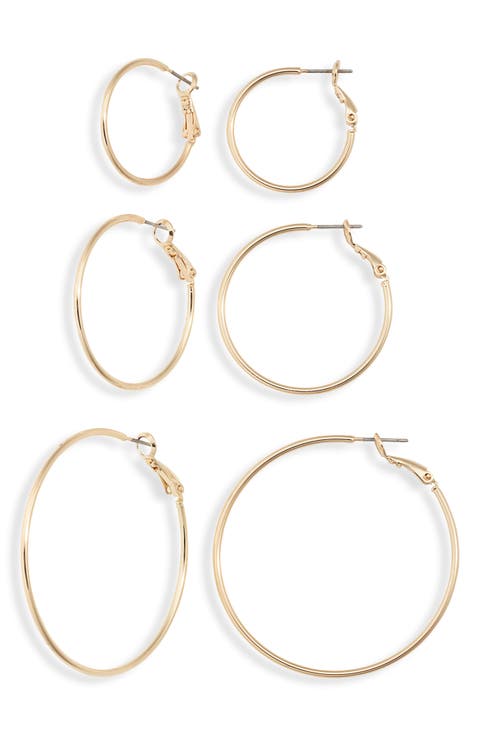 Set of 3 Thin Essential Hoop Earrings