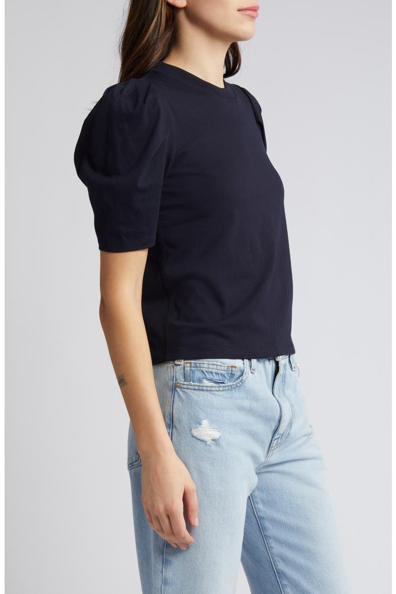Draped Short Sleeve Organic Cotton T-Shirt, Alternate, color, NAVY