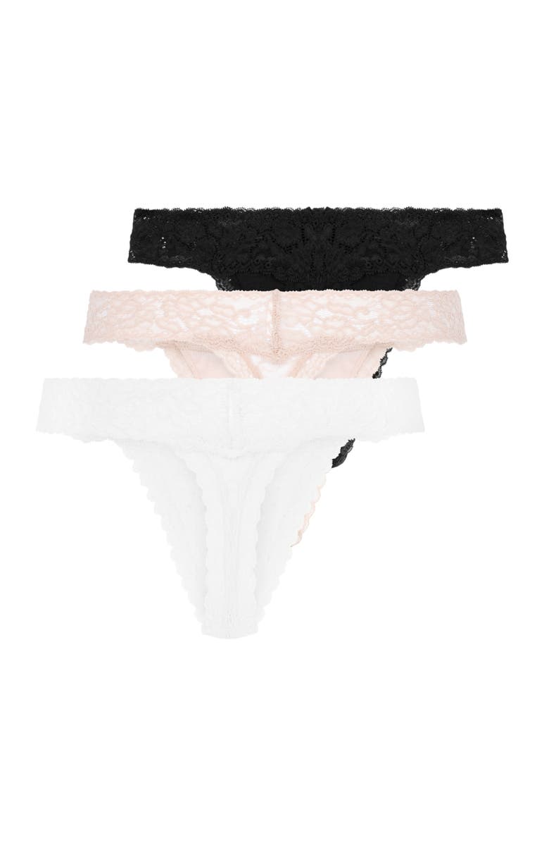 Hunkemöller 3 Pack Madison Thong, Alternate, color, Beige/Black/White