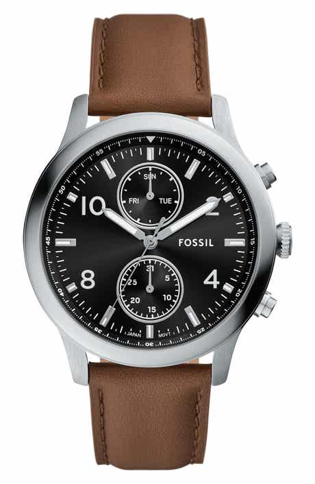 Fossil Bennett Multifunction Leather Strap Watch, 45mm