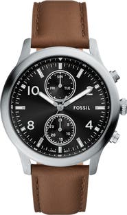 Fossil Bennett Multifunction Leather Strap Watch, 45mm