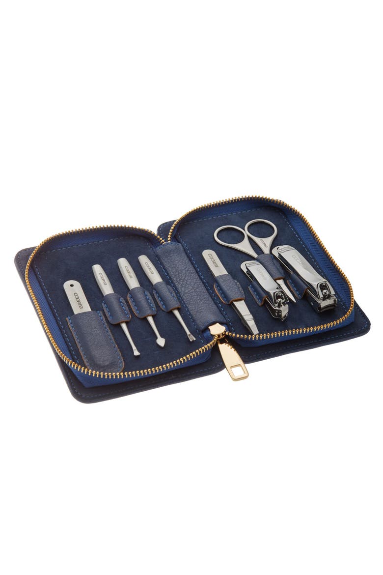 Nitro 8 Piece Surgical Steel Groom Kit - Carbon Fiber Pattern Case, Main, color, Blue