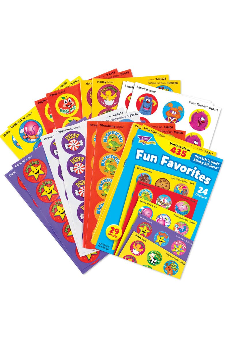 TREND Enterprises Fun Favorites Stinky Stickers Variety Pack, 435 Count, Alternate, color, Multicolored