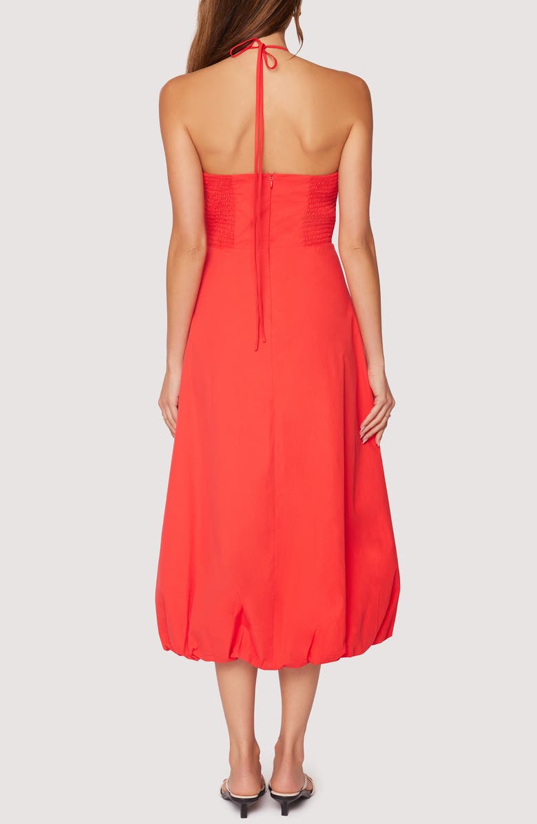 Lost + Wander Halter Neck Bubble Hem Cotton Midi Dress, Alternate, color, Red