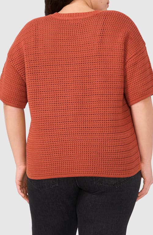 Halogen ® Open Stitch Cotton Crewneck Sweater In Brown