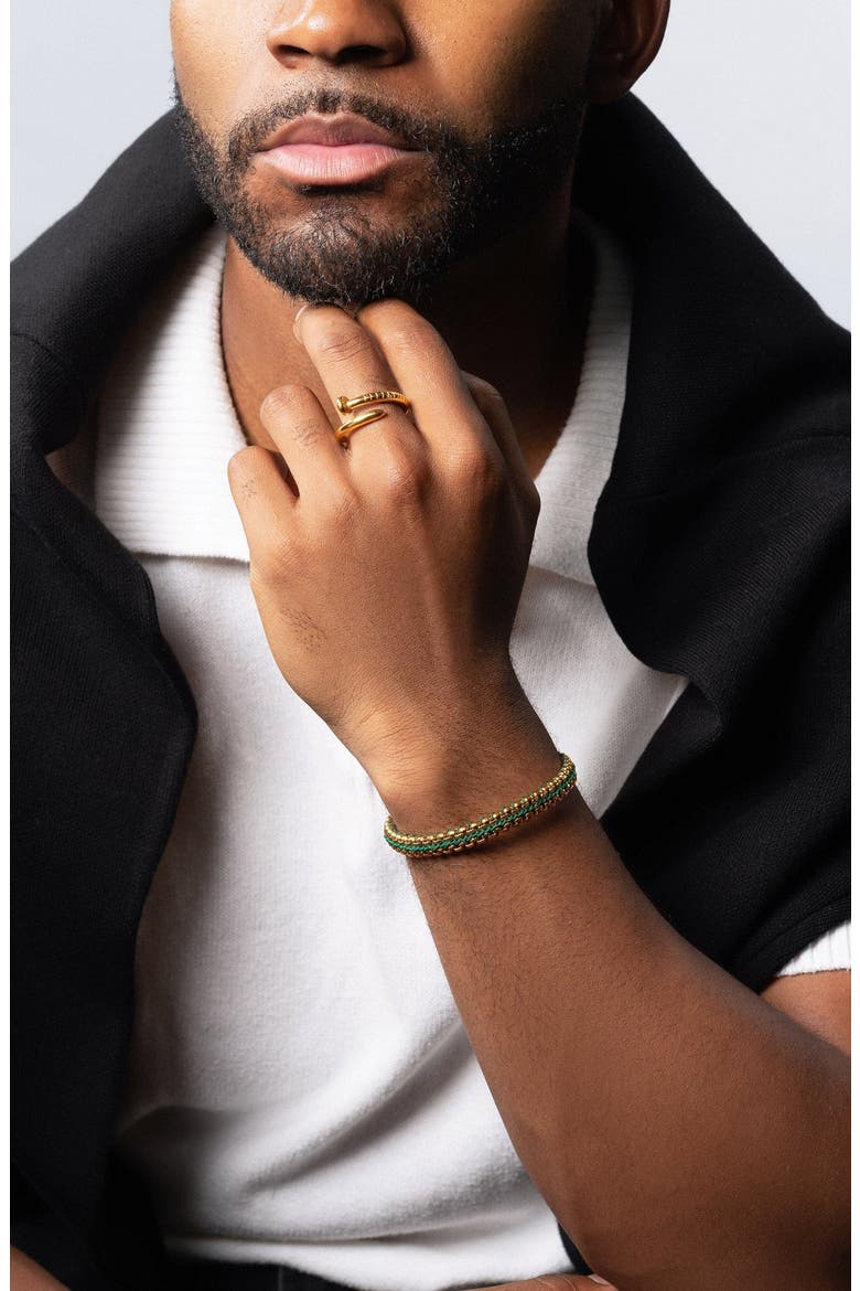 Green Woven Box Gold Chain Bracelet, Alternate, color, Green / Gold