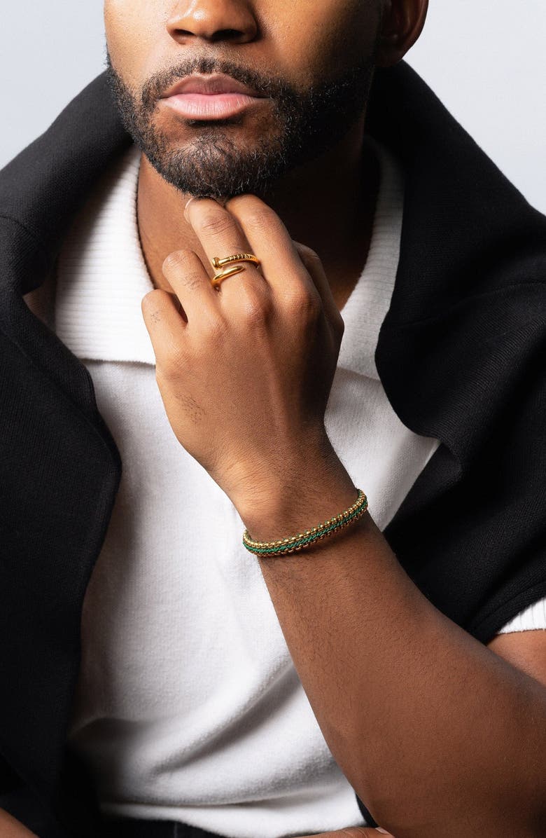 Nialaya Green Woven Box Gold Chain Bracelet, Alternate, color, Green / Gold